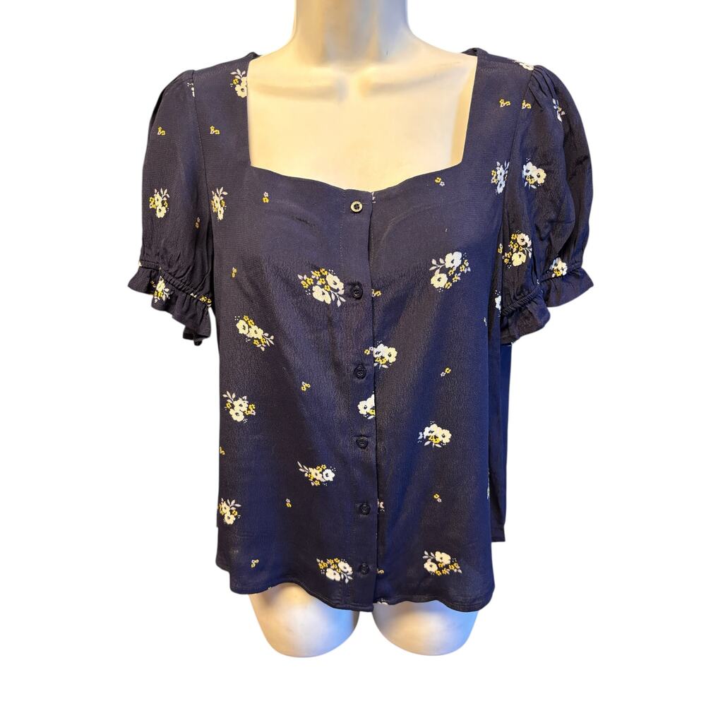 Elodie Foral Blue Top Size M